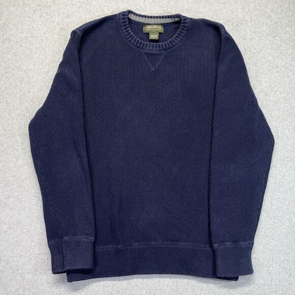 Eddie Bauer Sweater Men’s XL Dark Blue Pullover Knit Crewneck Ribbed - Picture 1 of 9